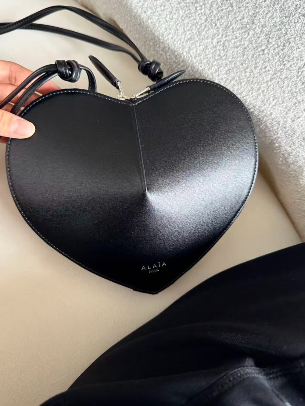 Alaïa Black Leather Heart‑Shaped Crossbody Bag